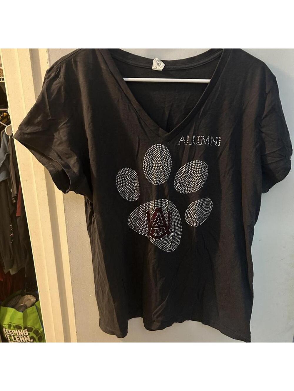 Black 100% cotton Alabama A&M alumni tee rhinestone paw print size 4XL